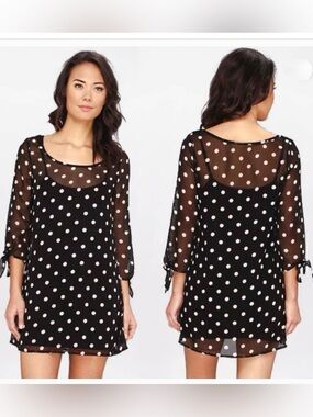 Roxy Black and White Polka Dot Sheer Top
